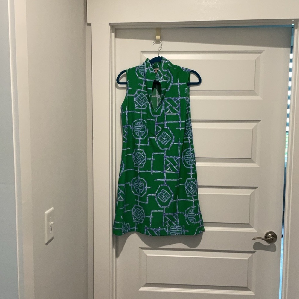 Jude Connally Green and White Geometric Dress